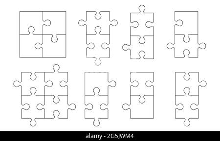 Set of puzzle pieces on white Stock Vector
