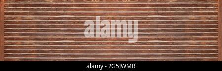 Brown horizontal panoramic wooden wall with applied bright strips Stock Photo