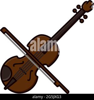 Fiddle with bow isolated vector illustration for Violin Day on December 12. Classical music instrument symbol. Stock Vector