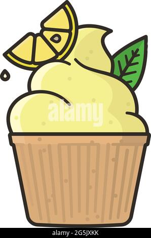 Sweet and sour pastry isolated vector illustration for Lemon cupcake Day on December 15 Stock Vector