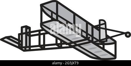 Wright Flyer airplane from 1903 isolated vector illustration for Wright Brothers Day on December 17 Stock Vector