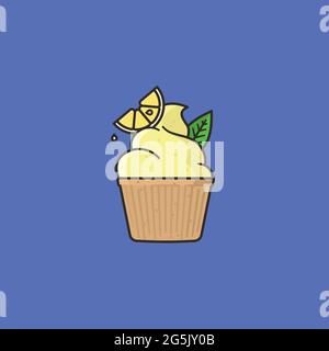 Sweet and sour pastry vector illustration for Lemon cupcake Day on December 15 Stock Vector