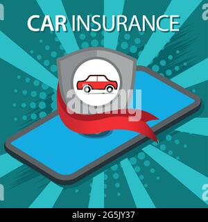 Car Insurance on the flat background. Flat vector illustration. Stock Vector