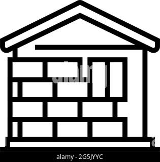 wall insulation outside mineral wool line icon vector illustration ...