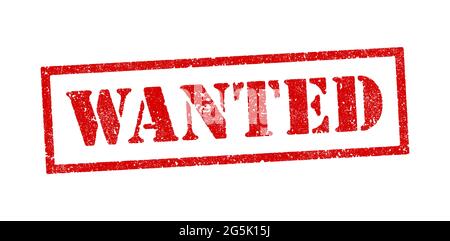 Vector illustration of the word Wanted in red ink stamps Stock Vector