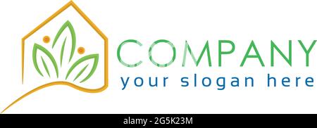 Real estate logo.  Green House on white background. Abstract house logo. logo vector illustration Stock Vector