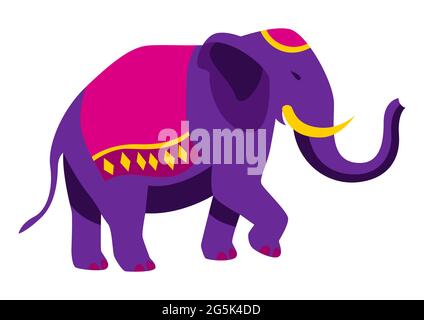 Illustration of Diwali elephant. Deepavali or dipavali festival of lights. Stock Vector