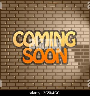Coming Soon on Brick wall, Stock background. Vector illustration. Stock Vector