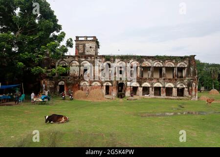 Manikgan, Bangladesh - June 09, 2021: Teota Zamindar Bari is an ancient zamindar house and archeological site in Shibalaya upazila of Manikganj distri Stock Photo