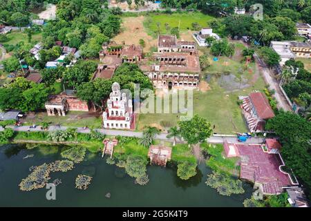 Manikgan, Bangladesh - June 09, 2021: Bird's-eye view of Teota Zamindar Bari is an ancient zamindar house and archeological site in Shibalaya upazila Stock Photo