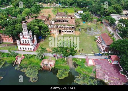 Manikgan, Bangladesh - June 09, 2021: Bird's-eye view of Teota Zamindar Bari is an ancient zamindar house and archeological site in Shibalaya upazila Stock Photo