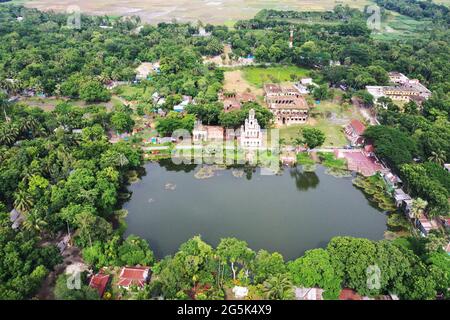 Manikgan, Bangladesh - June 09, 2021: Bird's-eye view of Teota Zamindar Bari is an ancient zamindar house and archeological site in Shibalaya upazila Stock Photo