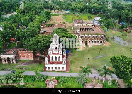 Manikgan, Bangladesh - June 09, 2021: Bird's-eye view of Teota Zamindar Bari is an ancient zamindar house and archeological site in Shibalaya upazila Stock Photo