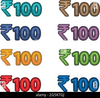 Illustration Vector of price 100 rupee, India currency Stock Vector