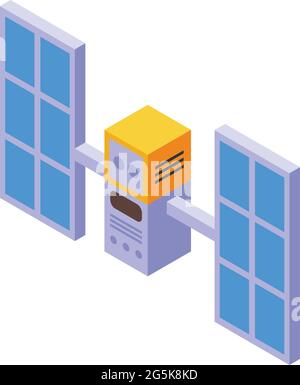 Space satellite icon isometric vector. Space antenna station. Earth satellite Stock Vector