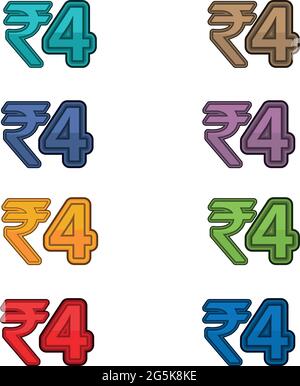 Illustration Vector of price 4 rupee, India currency Stock Vector