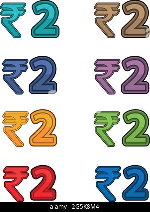 Illustration Vector of price 2 rupee, India currency Stock Vector