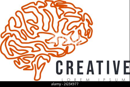 Line brain vector icon illustration isolated on white background. Innovation symbol, idea, thoughts, thinking, solution, education concept Stock Vector