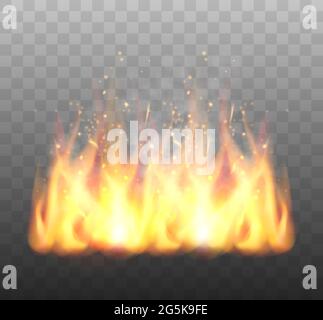 Realistic Fire Flames isolated on transparent background. Vector ...