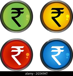 Rupee button, colorful icons, set icon. vector. Stock Vector