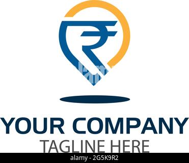 Rupee shield logo, flat design. Vector Illustration on white background Stock Vector