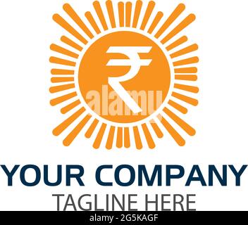 Rupee sun logo, flat design. Vector Illustration on white background Stock Vector