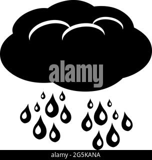 Vector illustration of icon or symbol of a cloud with raindrops Stock Vector