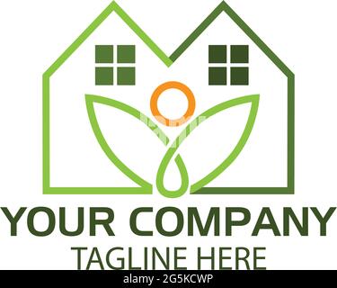Health house logo template, flat design. Stock Vector