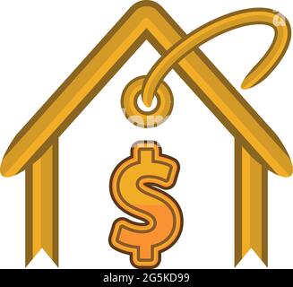 House and dollar icons, flat design. Vector illustration on white background. Stock Vector