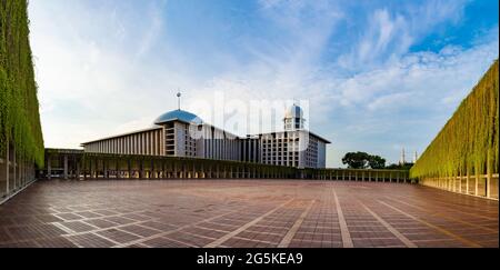 Jakarta, Indonesia - CIRCA June 2021: Exterior of Istiqlal Mosque, Jakarta, Indonesia; at a sunny afternoon Stock Photo