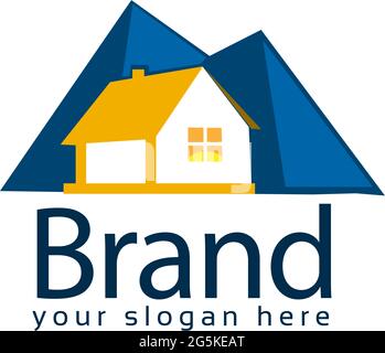 Mountain house stock logo vector. Abstract house logo. Vector Illustration on white background Stock Vector