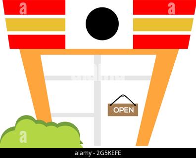 Orange shop stock icon, flat design. Vector illustration on white background. Stock Vector