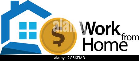 Work from home and house icon stock vector, flat designs Stock Vector