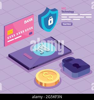 technology nfc poster Stock Vector