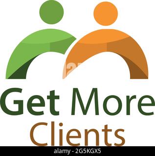 Get more clients with people sign. Flat vector illustration on white background Stock Vector