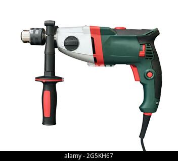 Construction tool, power percussion drill isolated on white background Stock Photo