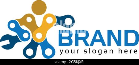 Chain man vector logo.  Vector Illustration on white background Stock Vector