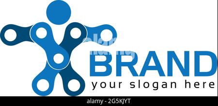 Chain man vector logo.  Vector Illustration on white background Stock Vector