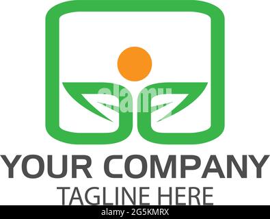 People Leaf Logo vector icon. Flat design. Stock Vector