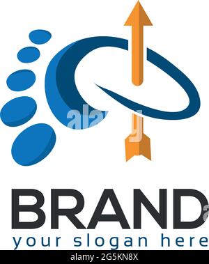 Arrow foot logo template, stock logo template Stock Vector