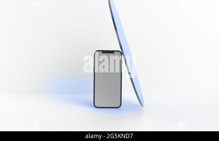 3d render illustration generic phone mock up in a white design high key ...