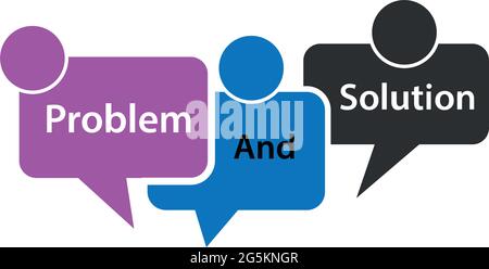 Problem and solution vector with people bubble. Flat vector illustration on white background Stock Vector