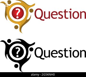 Question with people icon. Flat vector illustration on white background. Stock Vector