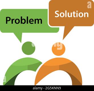 Two people discuss the problem and solution. Flat vector illustration on white background Stock Vector