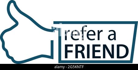 Refer a friend with thumb icon. Flat vector illustration on white background. Stock Vector