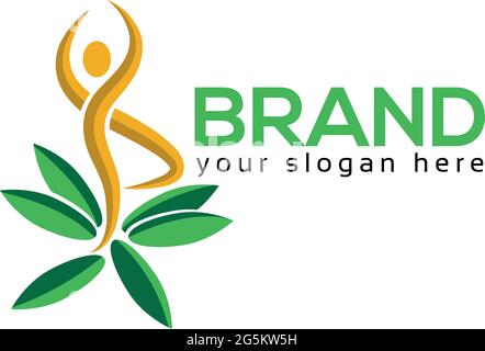 People Leaf Logo vector icon. Flat design. Stock Vector