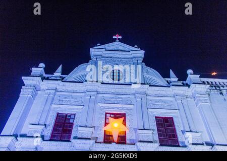 Diu church decorated during Christmas Stock Photo