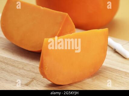 French cheese called Mimolette, cheese made from cow's milk Stock Photo