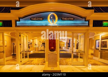 Las Vegas, JUN 3, 2021 - O Theatre exhibition room of the Bellagio Hotel and Casino Stock Photo