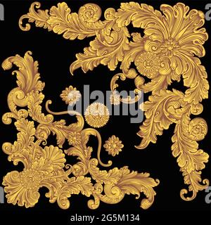 Vintage decorative ornamental corners. Design set. Editable hand drawn illustration. Vector engraving. Isolated on black background. 8 EPS Stock Vector